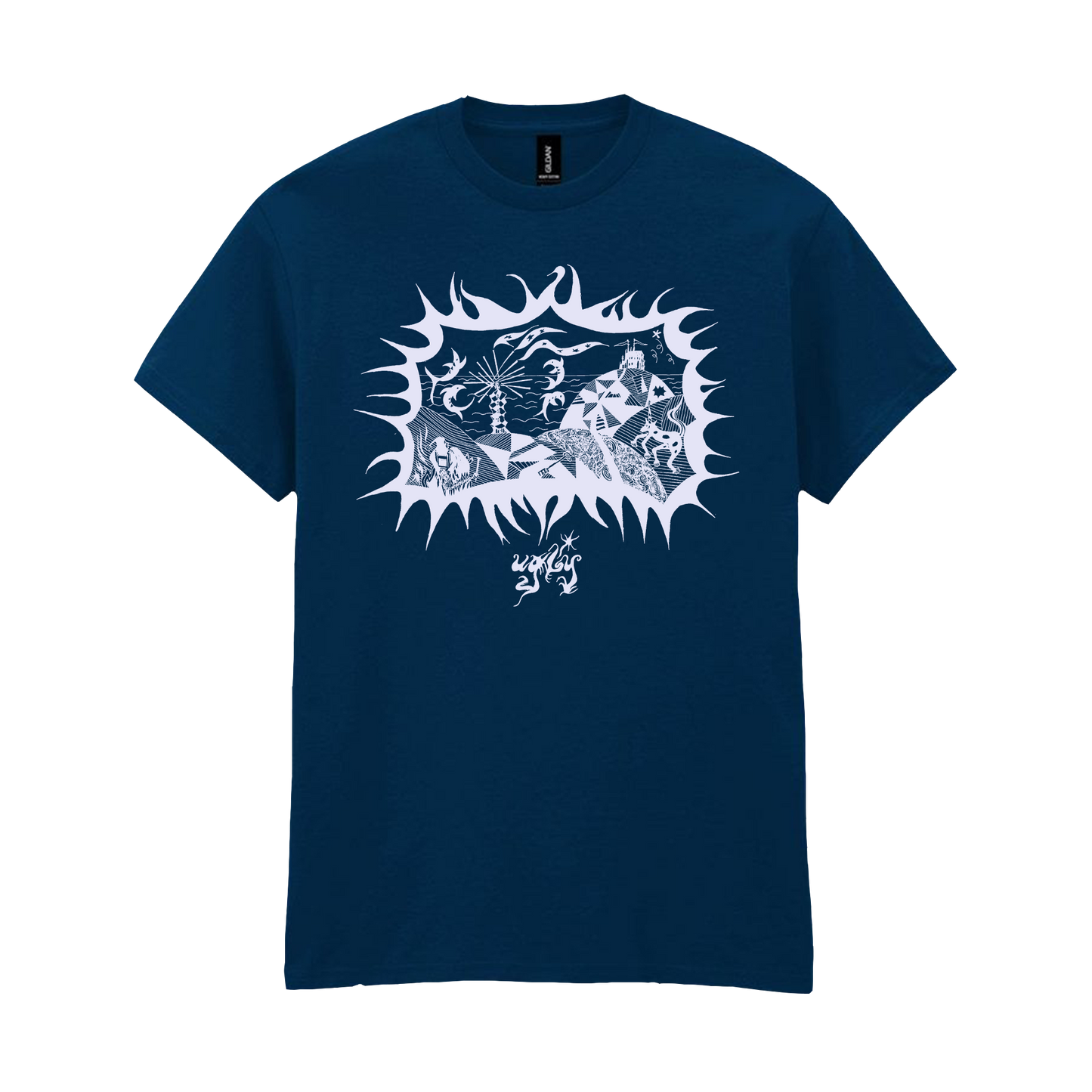 'April Chair' Bleach Print Navy Tee